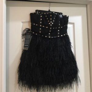 NEW Bebe strapless studded feather dress M